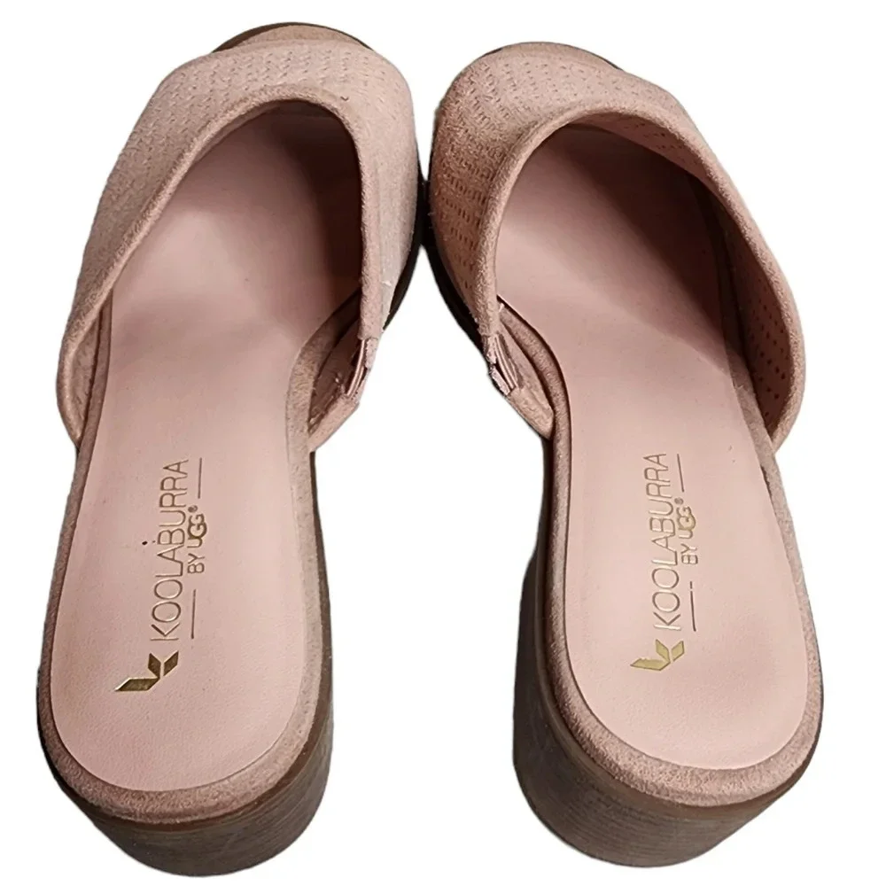 Koolaburra‎ by UGG Suede Leather Raychel Slide On Open Toe Heels Blush Pink 10